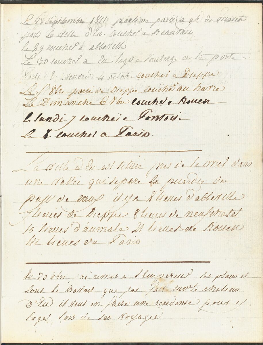 Sketchbook of a Journey to the Château d'Eu, Pierre François Léonard Fontaine (French, Pontoise 1762–1853 Paris), Sketchbook with thirty watercolors, with pen and ink