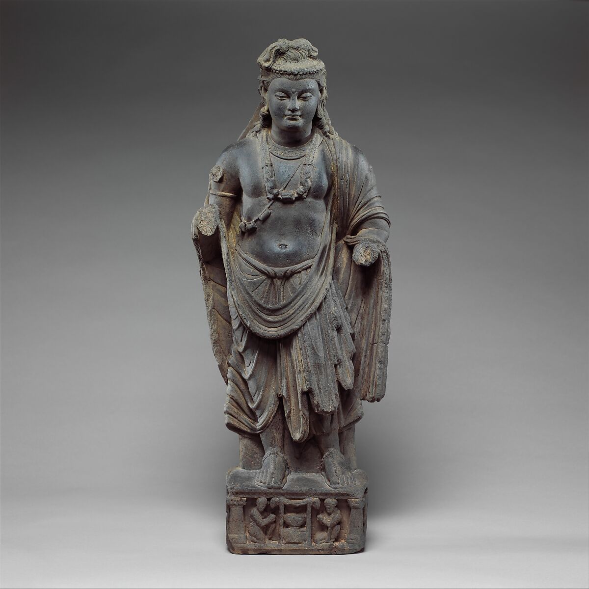 Standing Bodhisattva, probably Maitryeya (Buddha of the Future), Schist, Pakistan (ancient region of Gandhara) 