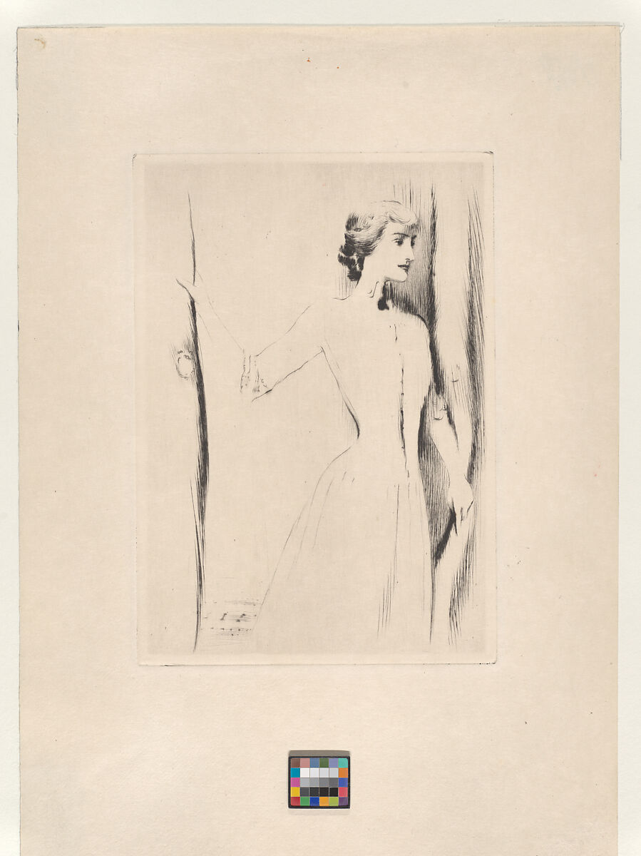 The Curtain, Fernand Khnopff (Belgian, Grembergen 1858–1921 Brussels), Drypoint 