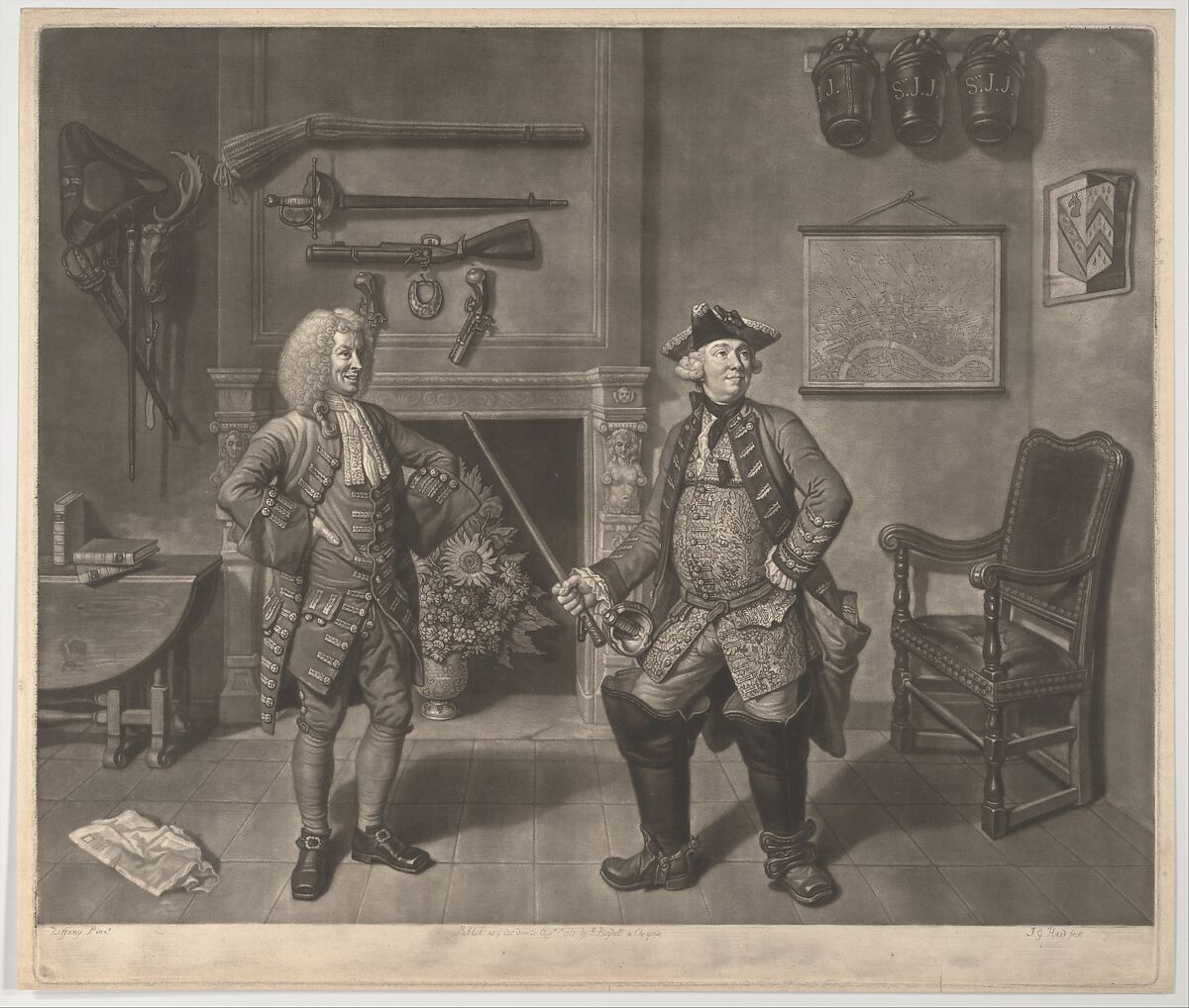 Mr. Foote in the Character of Major Sturgeon, in the Mayor of Garratt, Johann Gottfried Haid (German, Augsburg 1714–1776 Vienna), Mezzotint; proof 