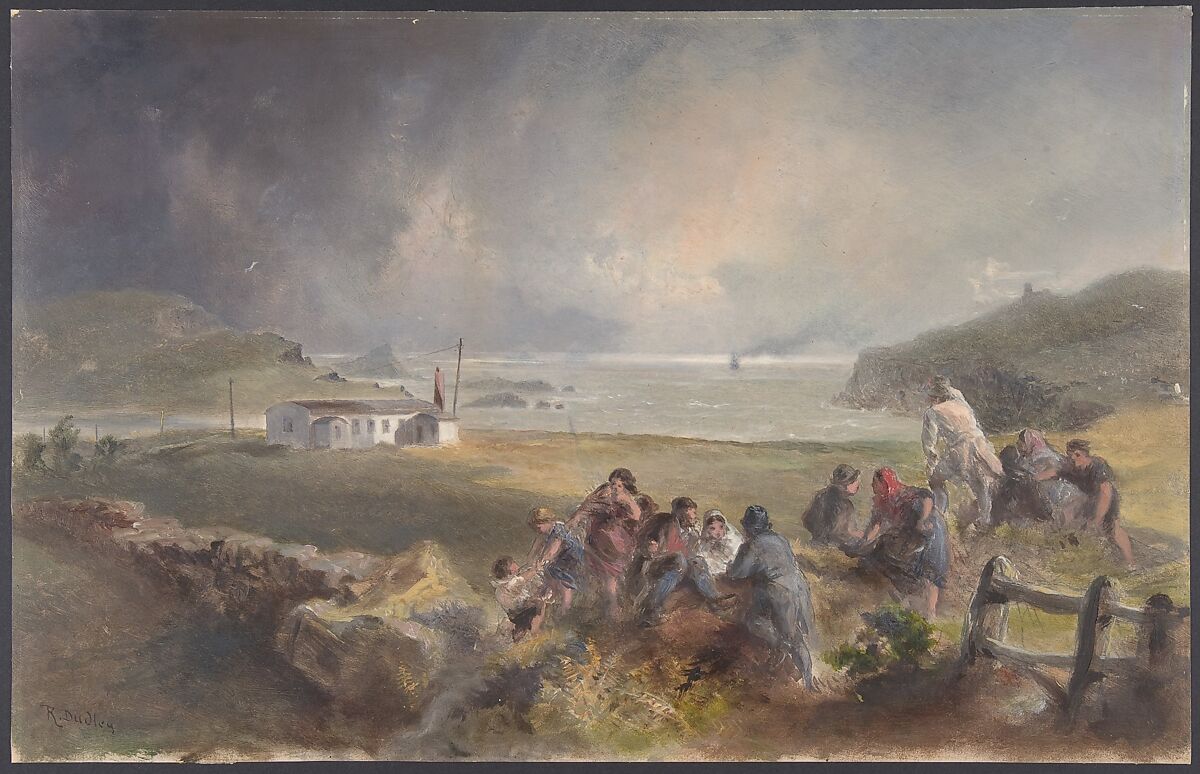 Valentia, Ireland: From the Harbor, opposite Knight's-town, at the period of laying the Cable of 1857, Robert Charles Dudley  British, Watercolor over graphite with touches of gouache (bodycolor)