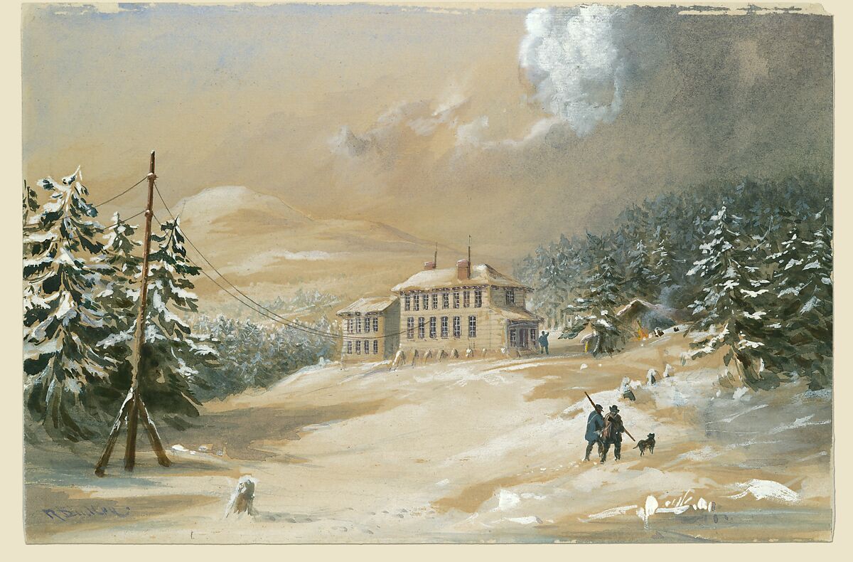 Trinity Bay, Newfoundland: Exterior View of the Telegraph House in 1857–58, Robert Charles Dudley (British, 1826–1909), Watercolor over graphite with touches of gouache (bodycolor)