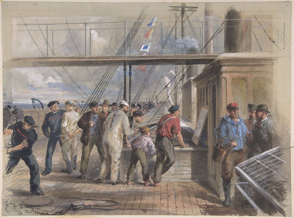 News Received Through the Atlantic Cable From All Parts of the World, etc., Robert Charles Dudley (British, 1826–1909), Watercolor over graphite with touches of gouache (bodycolor) 