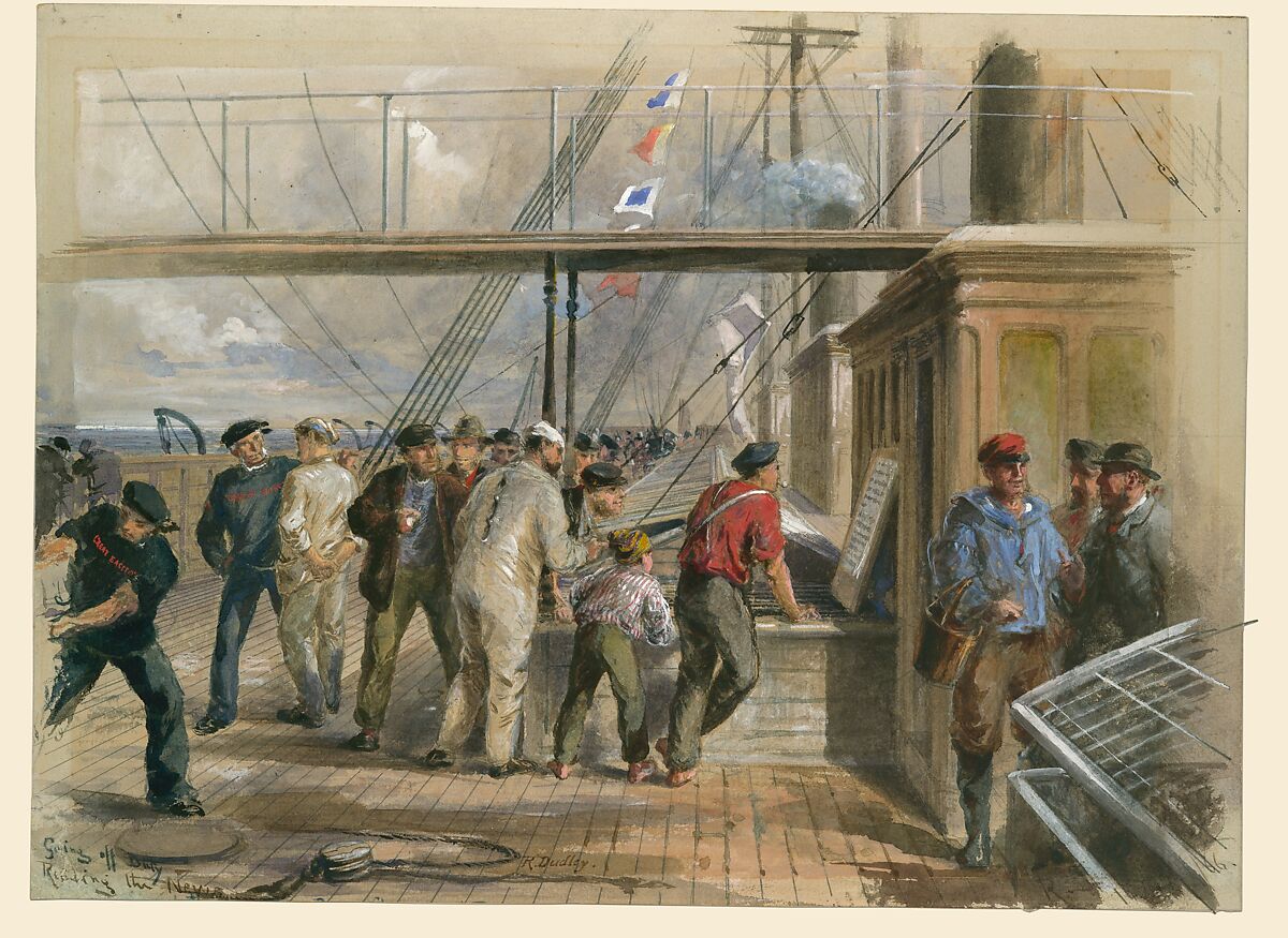 News Received Through the Atlantic Cable From All Parts of the World, etc., Robert Charles Dudley (British, 1826–1909), Watercolor over graphite with touches of gouache (bodycolor)