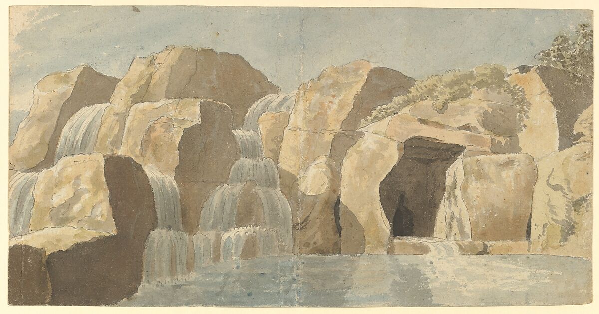 Design for rock-work and cascades at Virginia Water, Windsor Great Park (recto). Rock-work Designs (verso), Thomas Sandby (British, baptized Nottingham 1723–1798 Windsor), Pen and ink and watercolor, over graphite 