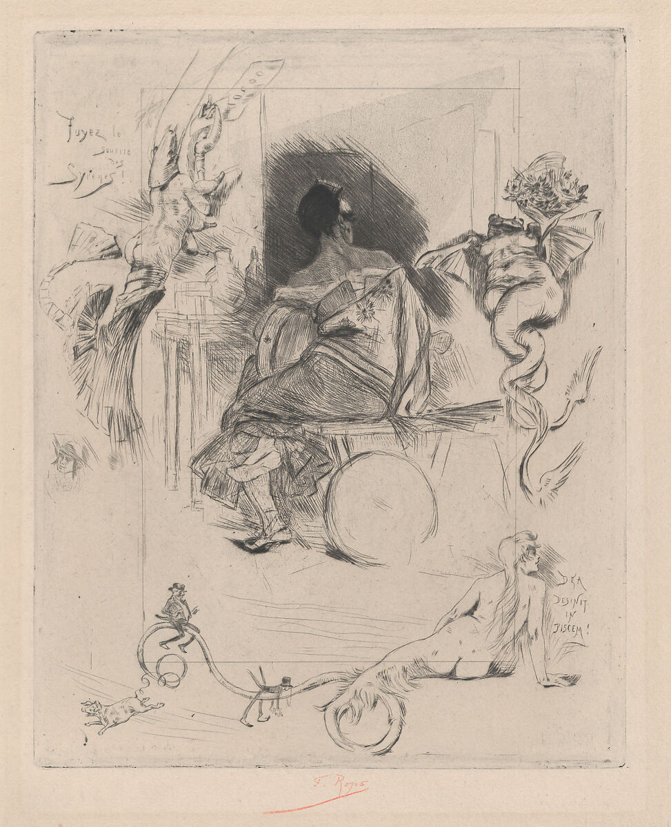 The Last Maja, Félicien Rops (Belgian, Namur 1833–1898 Essonnes), Etching and drypoint; eighth state 