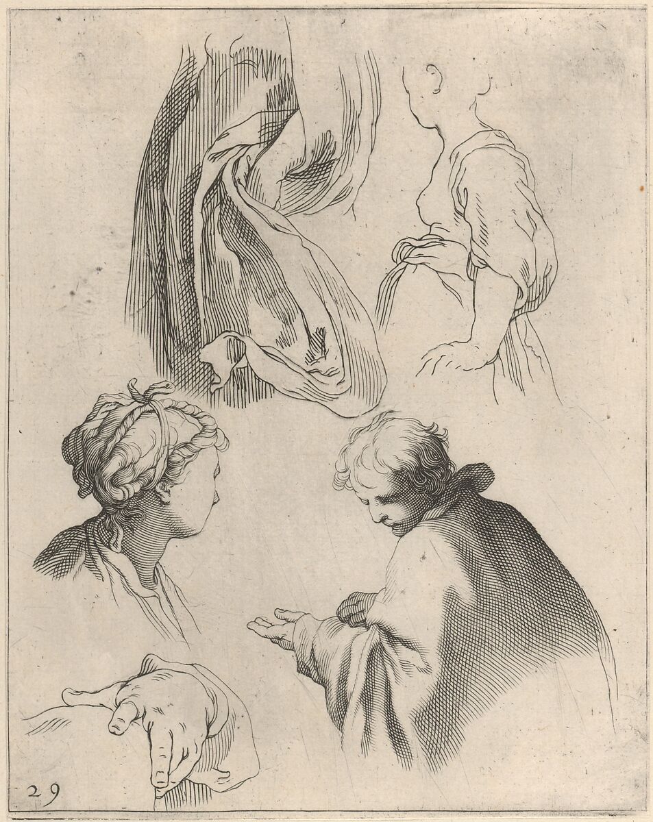 Figure Studies, from Drawing Book, Frederick Bloemaert (Dutch, ca. 1610–ca.1669), Engraving 