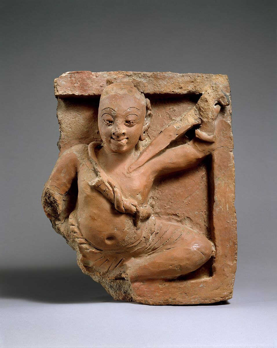 Plaque with Figure Holding a Sword, Terracotta, India 