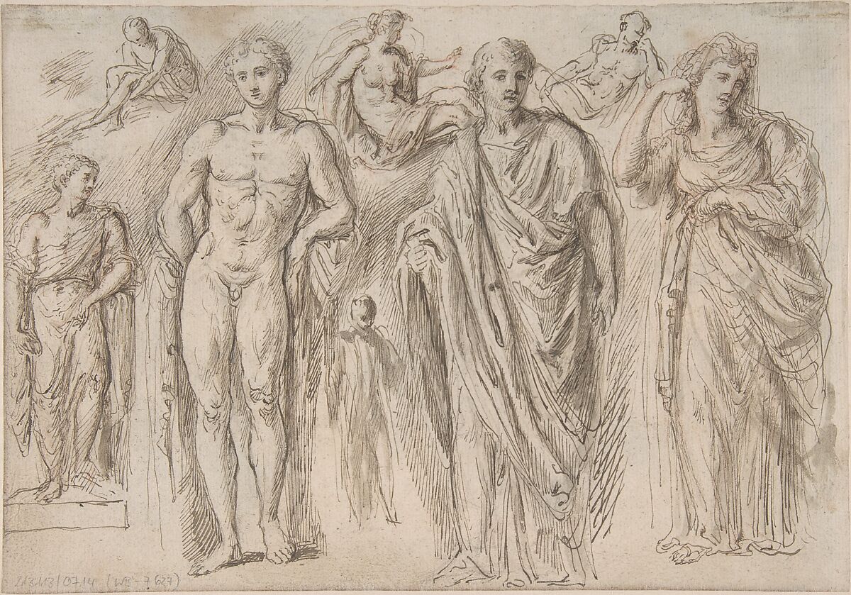 Two Studies of Bearded Men; verso: Studies after Antique Sculpture, Bartholomaeus Ignaz Weiss (German, Munich 1730–1814/15 Munich), Red and black chalks; verso: pen and brown ink