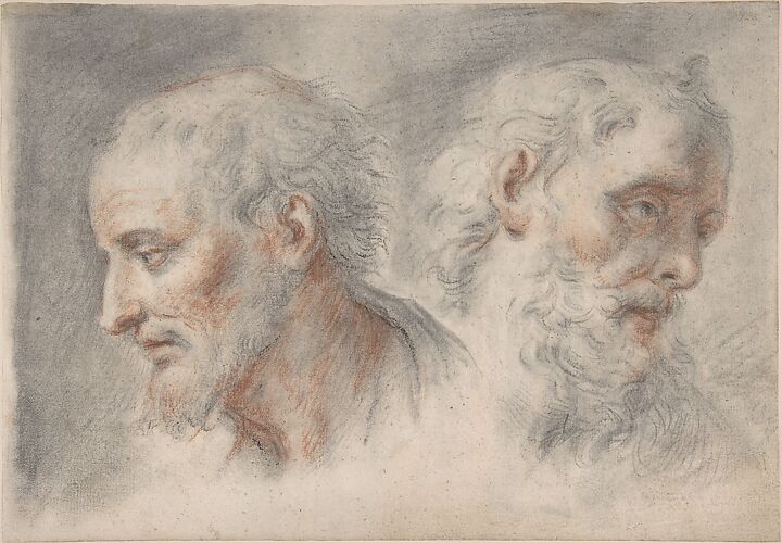 Two Studies of Bearded Men; verso: Studies after Antique Sculpture