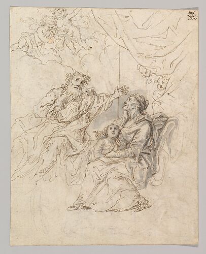 The Holy Family; verso: Moses striking water from a rock