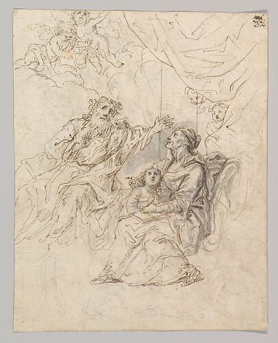 The Holy Family (recto); Moses striking water from a rock (verso)