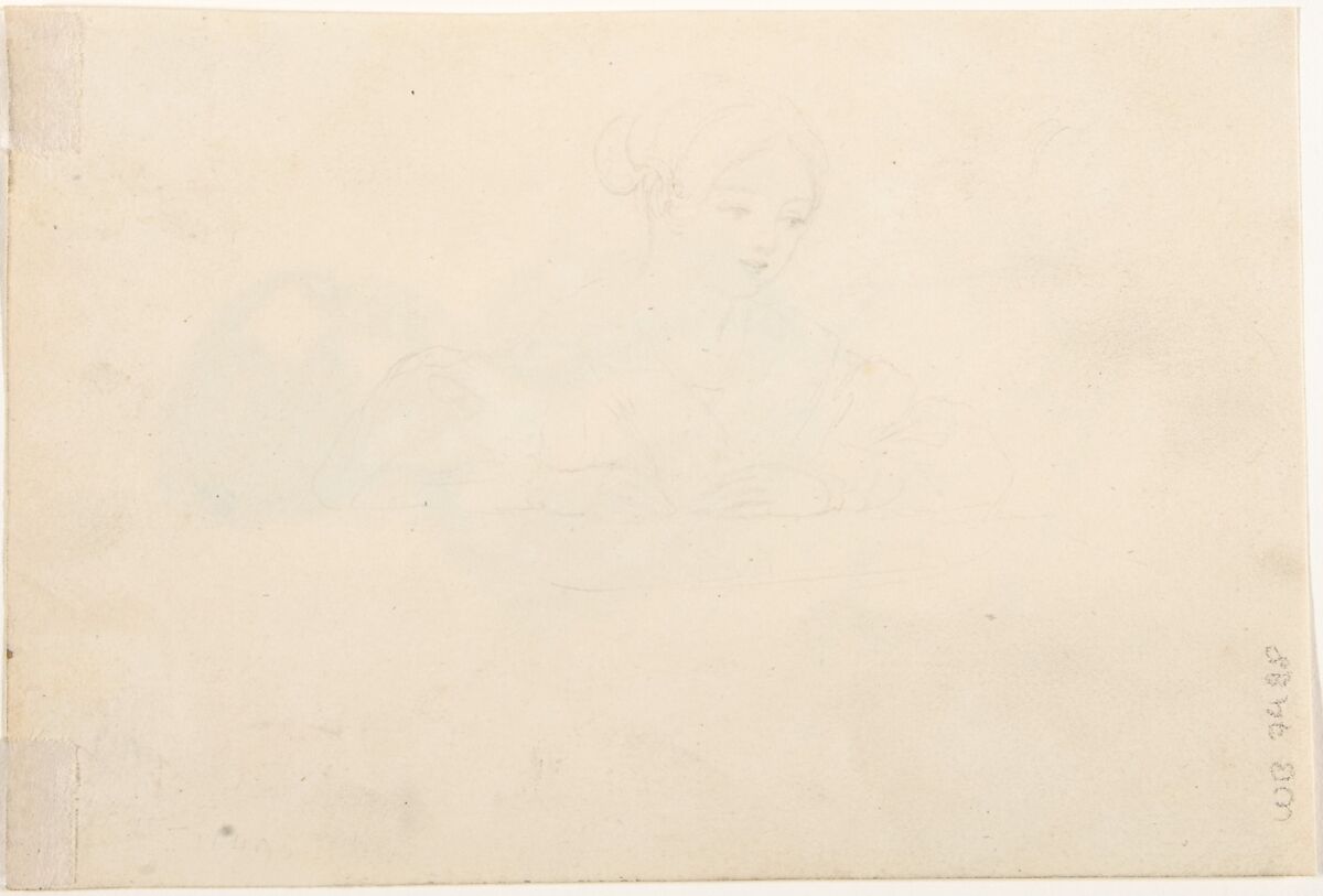Portrait of a Young Woman; verso: Sketch of a Young Woman with her Hands Resting on a Table, Georg Friedrich Kersting (German, Gustrow 1785–1847 Meissen), Graphite
