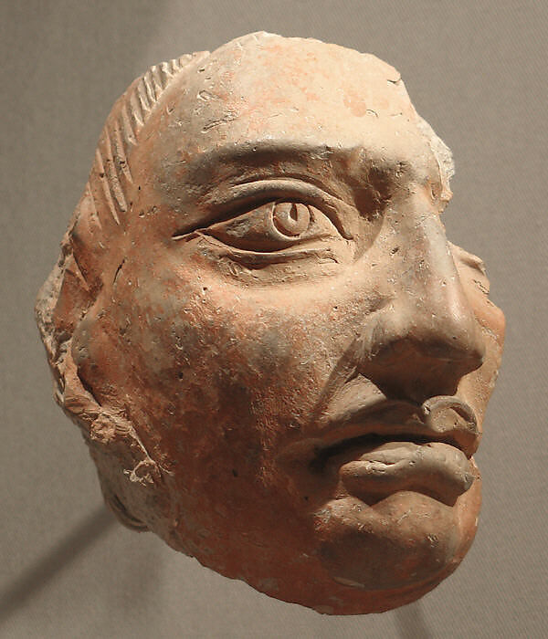 Head Fragment from a Plaque, Terracotta, India 