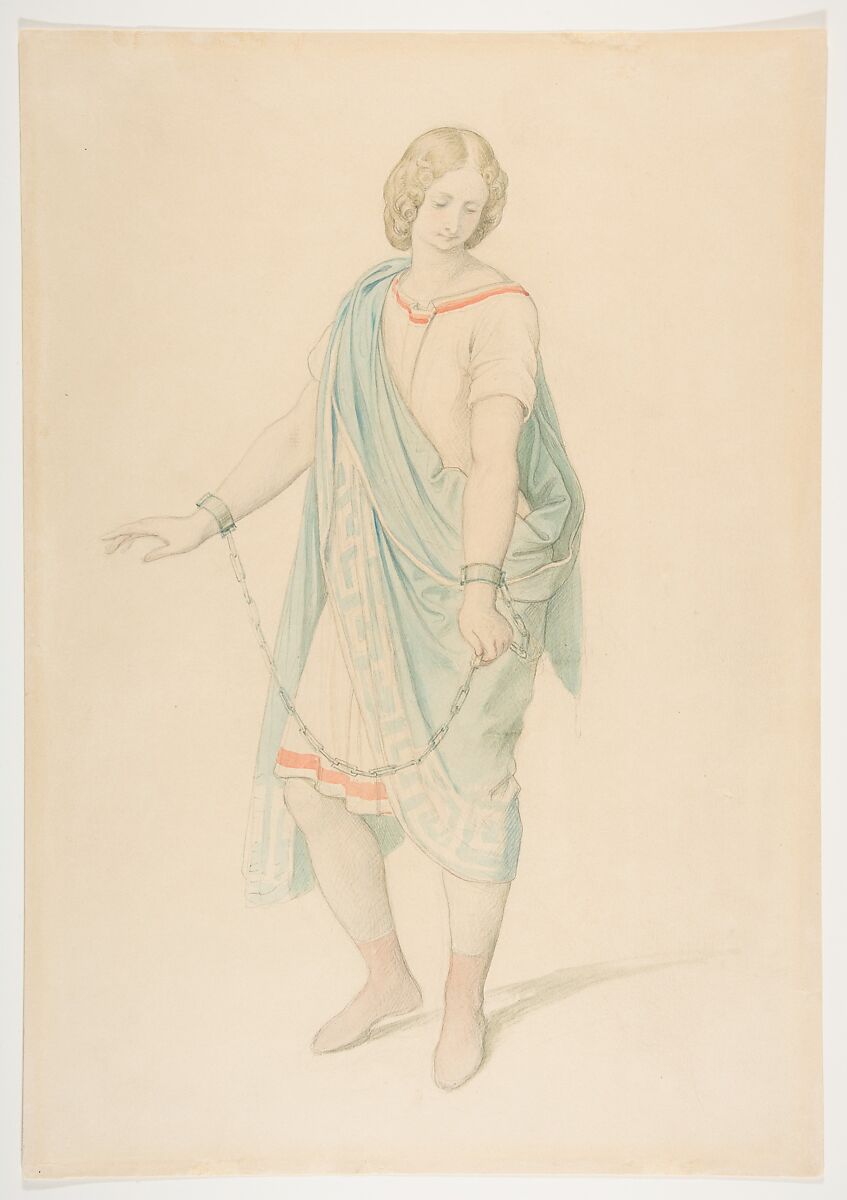 The soprano Karoline Hetzenecker in the role of Sesto in La Clemenza di Tito by W.A. Mozart, Moritz von Schwind (Austrian, Vienna 1804–1871 Munich), Graphite and watercolor 