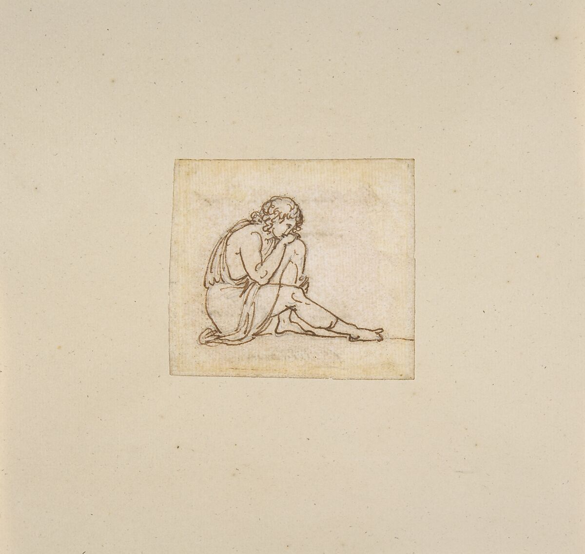 A Seated Youth, Bertel Thorvaldsen (Danish, Copenhagen 1770–1844 Copenhagen), Graphite and pen and ink 