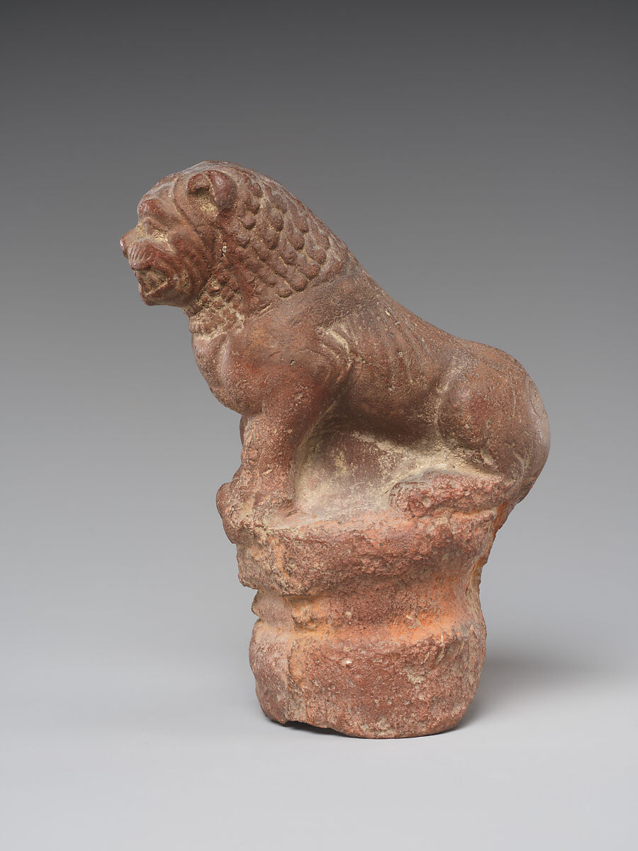 Lion Standing on a Pillar Capital, Terracotta, India (Uttar Pradesh, Mathura)