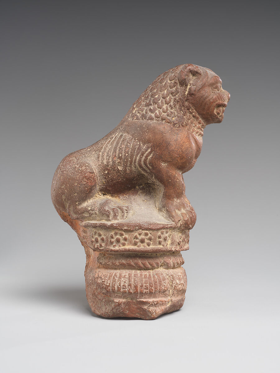 Lion Standing on a Pillar Capital, Terracotta, India (Uttar Pradesh, Mathura)