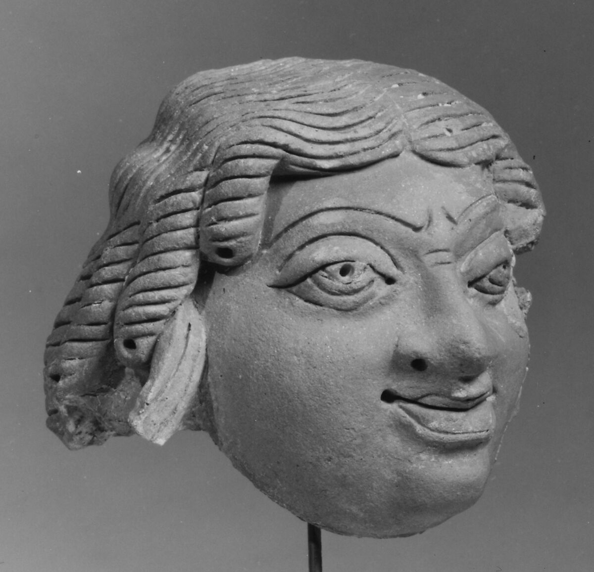 Head of a Male Figure, Terracotta, India 