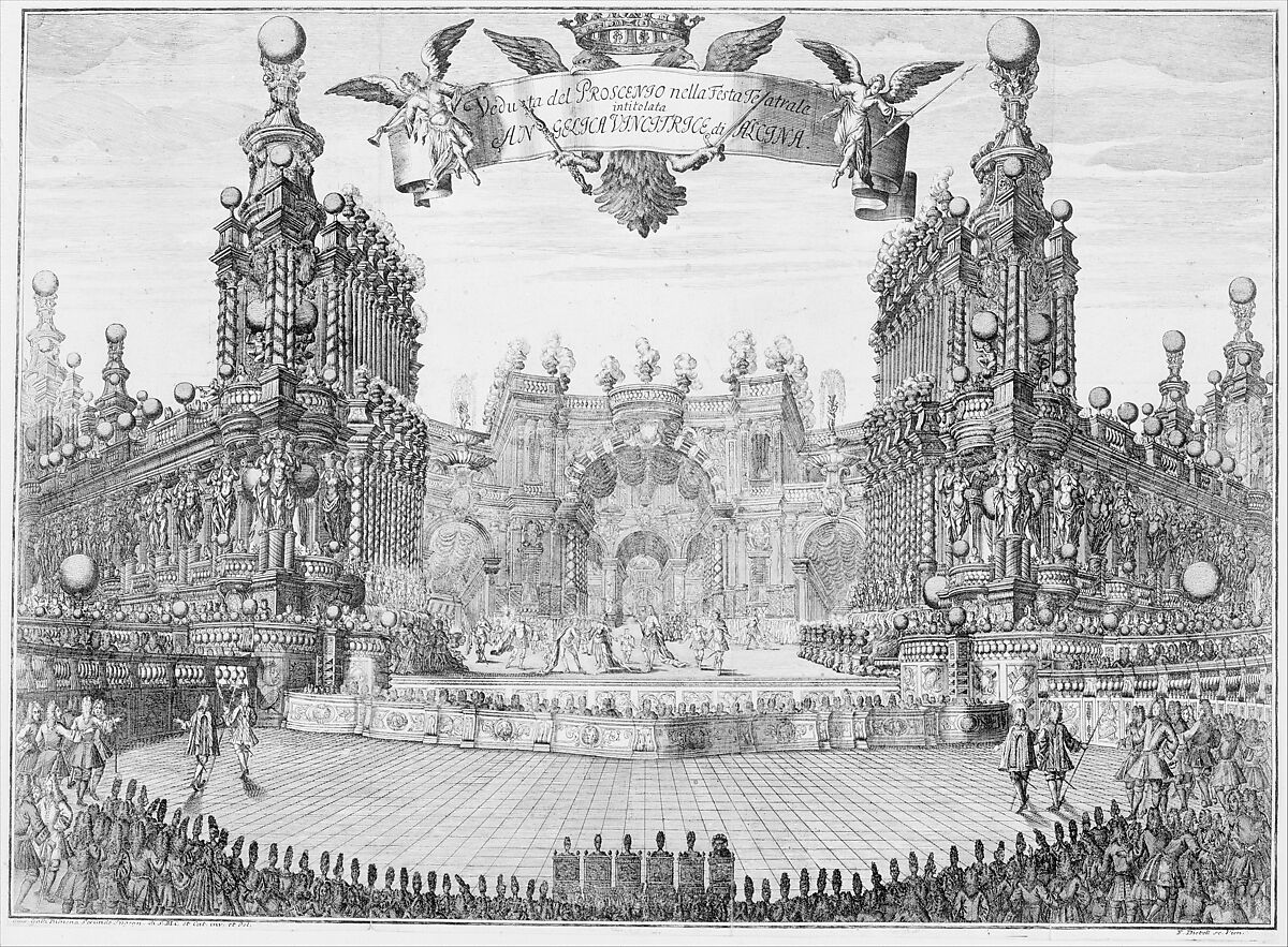 Proscenium for Angelica, Vincitrice di Alcina, Franz Ambros Dietel (Austrian, Graz 1682–1737 Vienna), Etching and engraving 