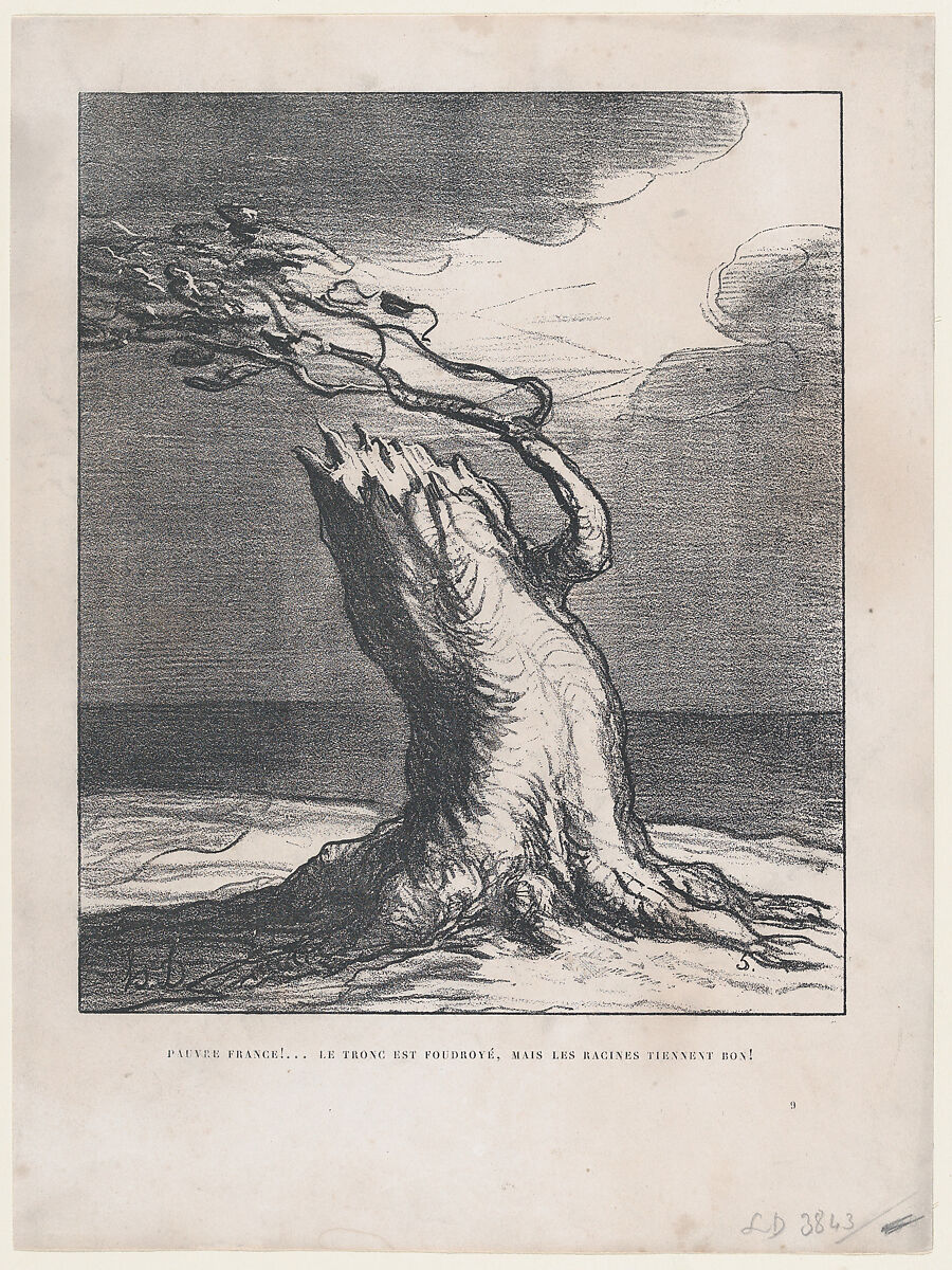Poor France! The trunk is blasted, but the roots hold!, published in "L'Album du Siège", Honoré Daumier (French, Marseilles 1808–1879 Valmondois), Lithograph on wove paper; third state of three (Delteil) 