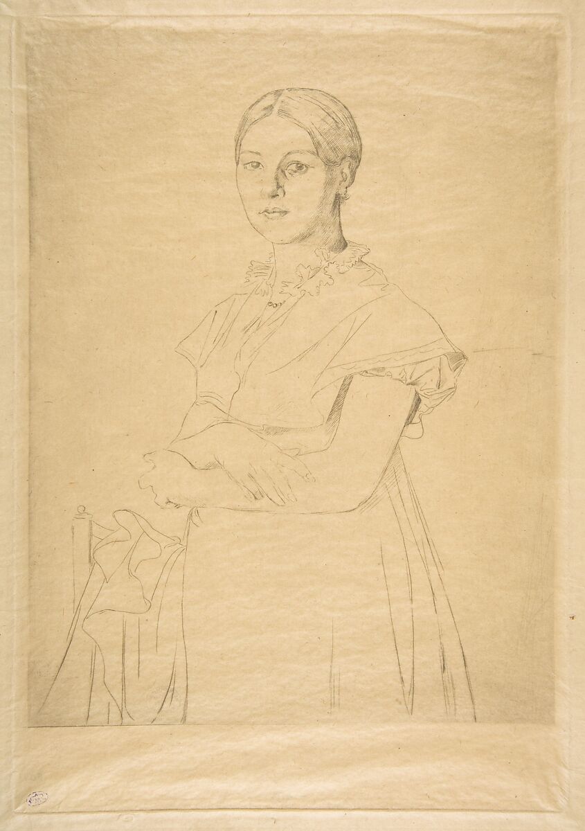 Madame Granger, after Ingres, Félix Bracquemond (French, Paris 1833–1914 Sèvres), Drypoint; first state of four 