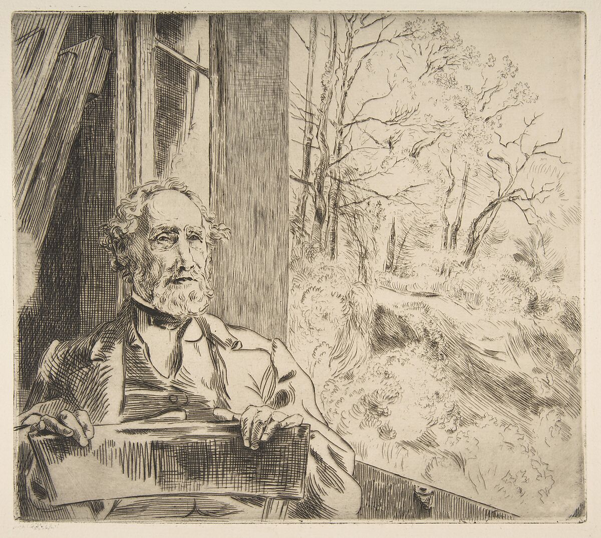Portrait of Meyer-Heine, Félix Bracquemond (French, Paris 1833–1914 Sèvres), Etching and drypoint; first state of three 