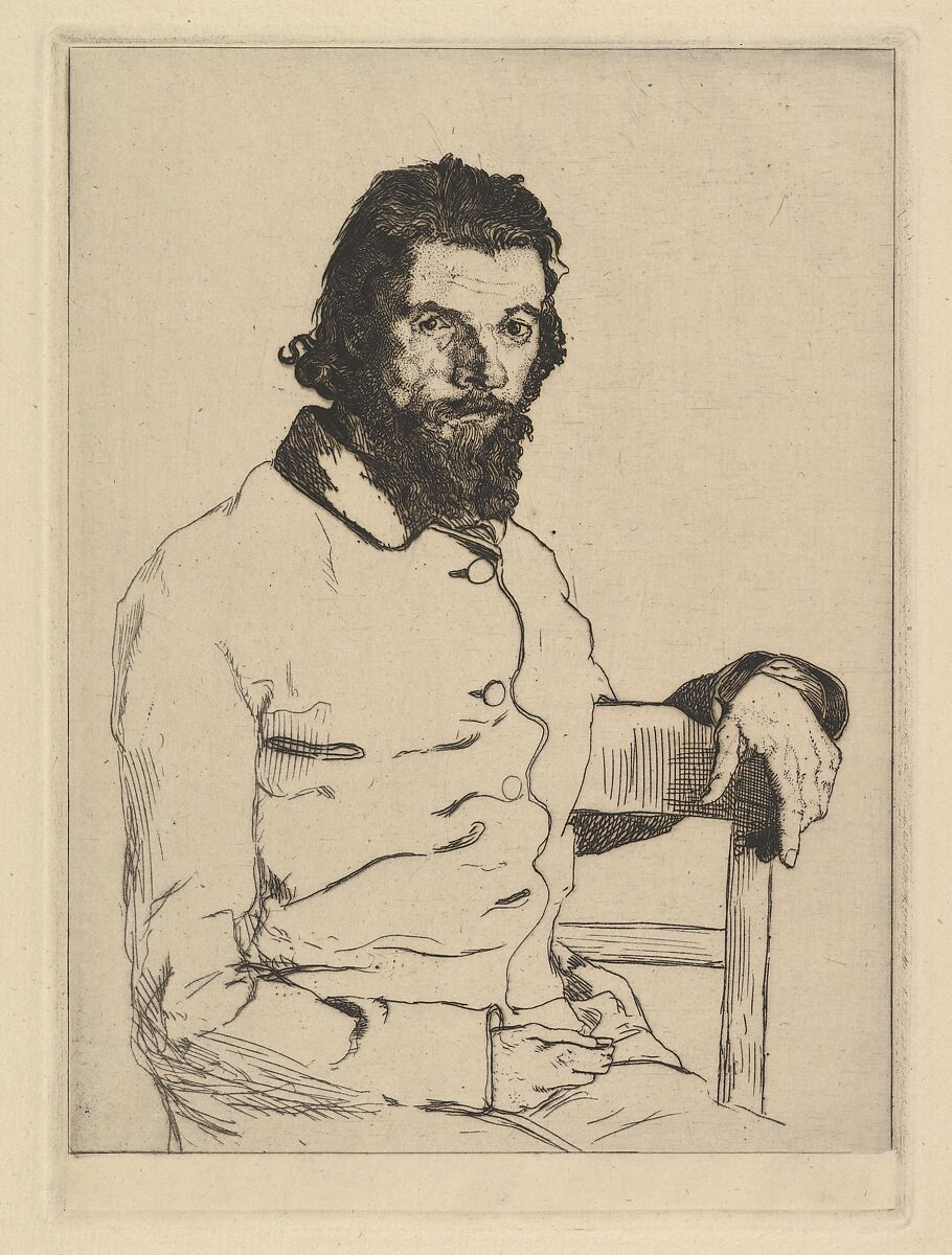 Portrait of Charles Meryon, Félix Bracquemond (French, Paris 1833–1914 Sèvres), Etching; second state of two 