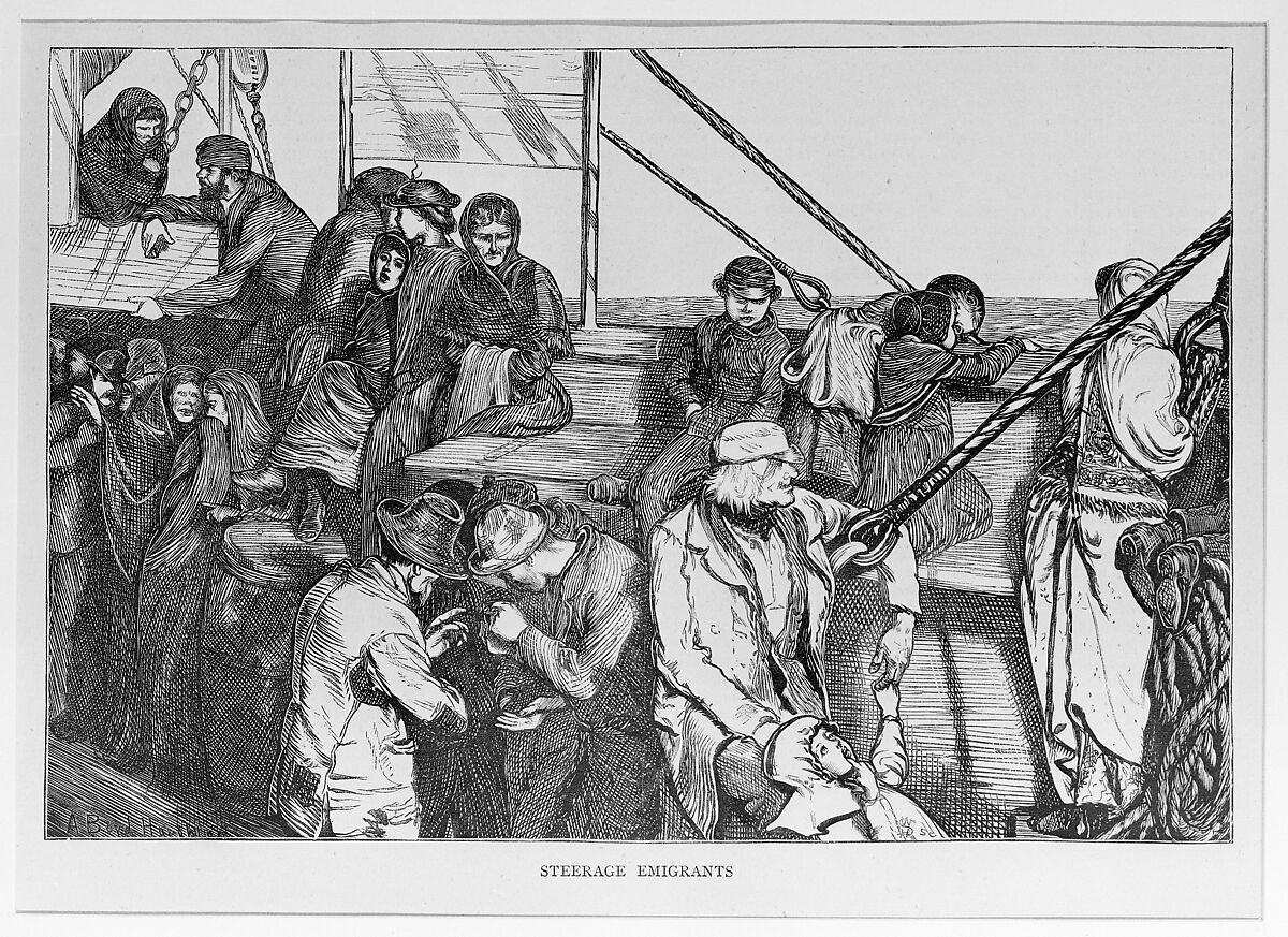 Steerage Emigrants, from "The Graphic," vol. 1, After Arthur Boyd Houghton (British (born India), Madras 1836–1875 London), Wood engraving 