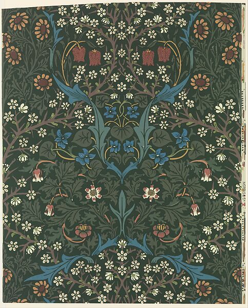 Blackthorn, John Henry Dearle (British, London 1859–1932 Purley, Surrey), Block-printed in distemper colors 