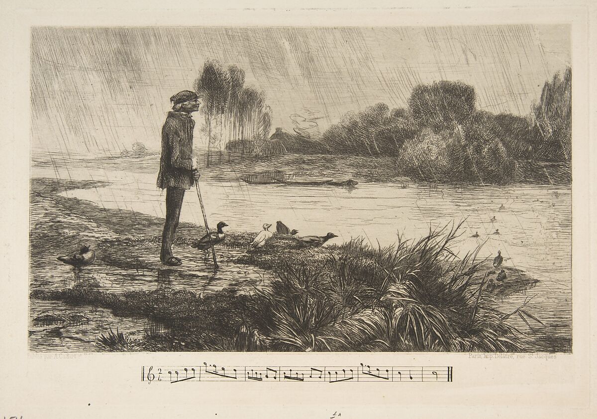 Les Canards l'ont bien passée, Félix Bracquemond (French, Paris 1833–1914 Sèvres), Etching; fourth state out of four 