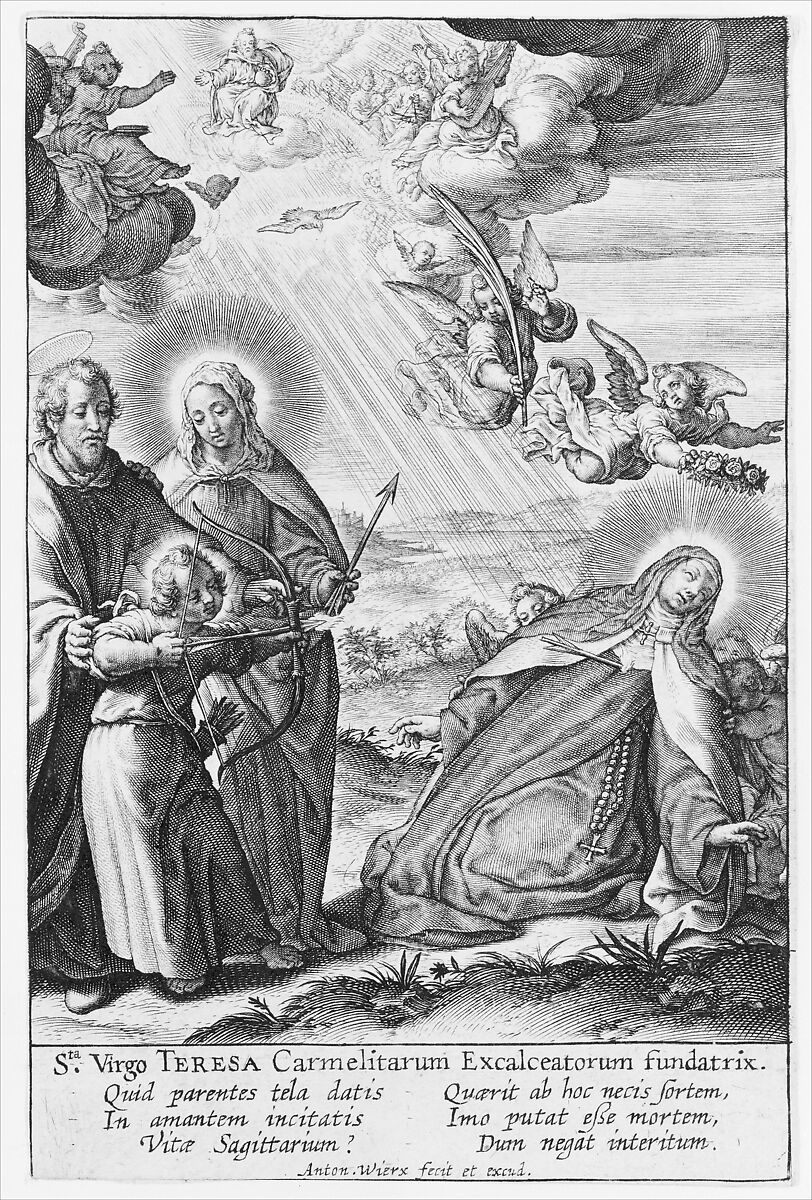 The Ecstasy of St. Teresa, Antonius Wierix, II (Netherlandish, Antwerp 1555/59–1604 Antwerp), Engraving; first state of two 