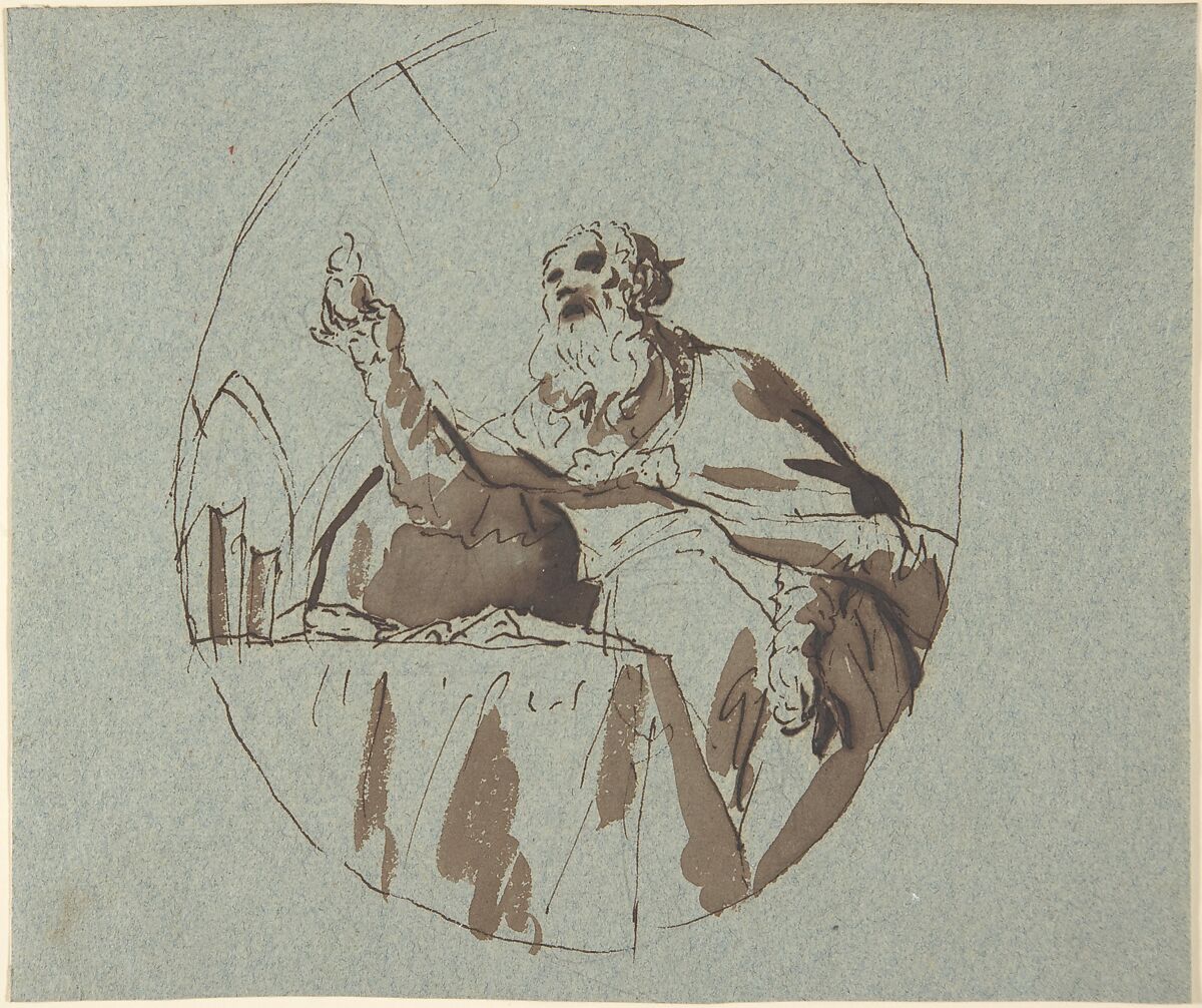 Saint Jerome, Georg Anton Urlaub (German, Thüngersheim 1713–1759 Würzburg), Pen and brown ink, over a sketch in black chalk 