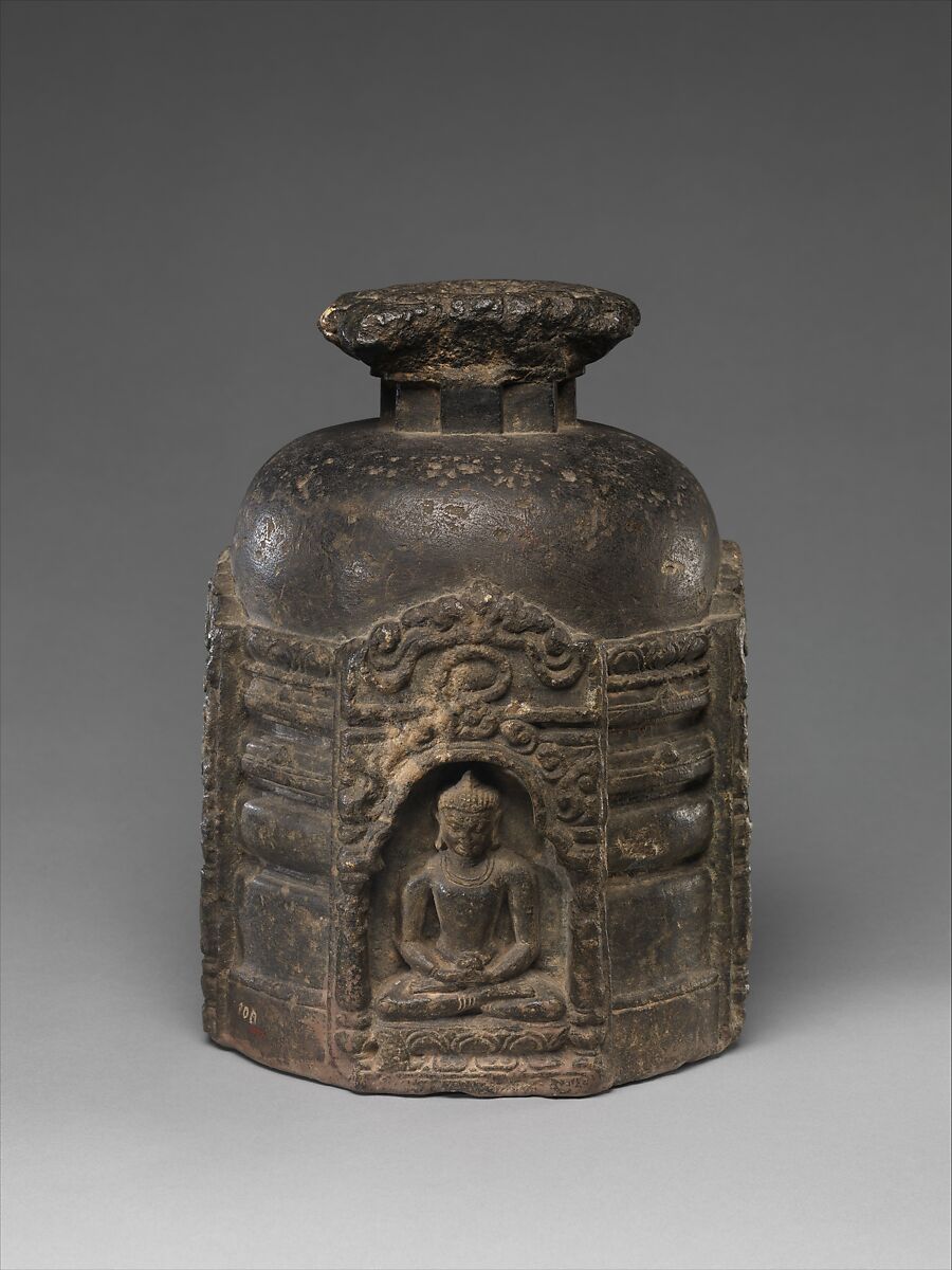 Votive Stupa with Four Buddhas, Schist, India, Bihar