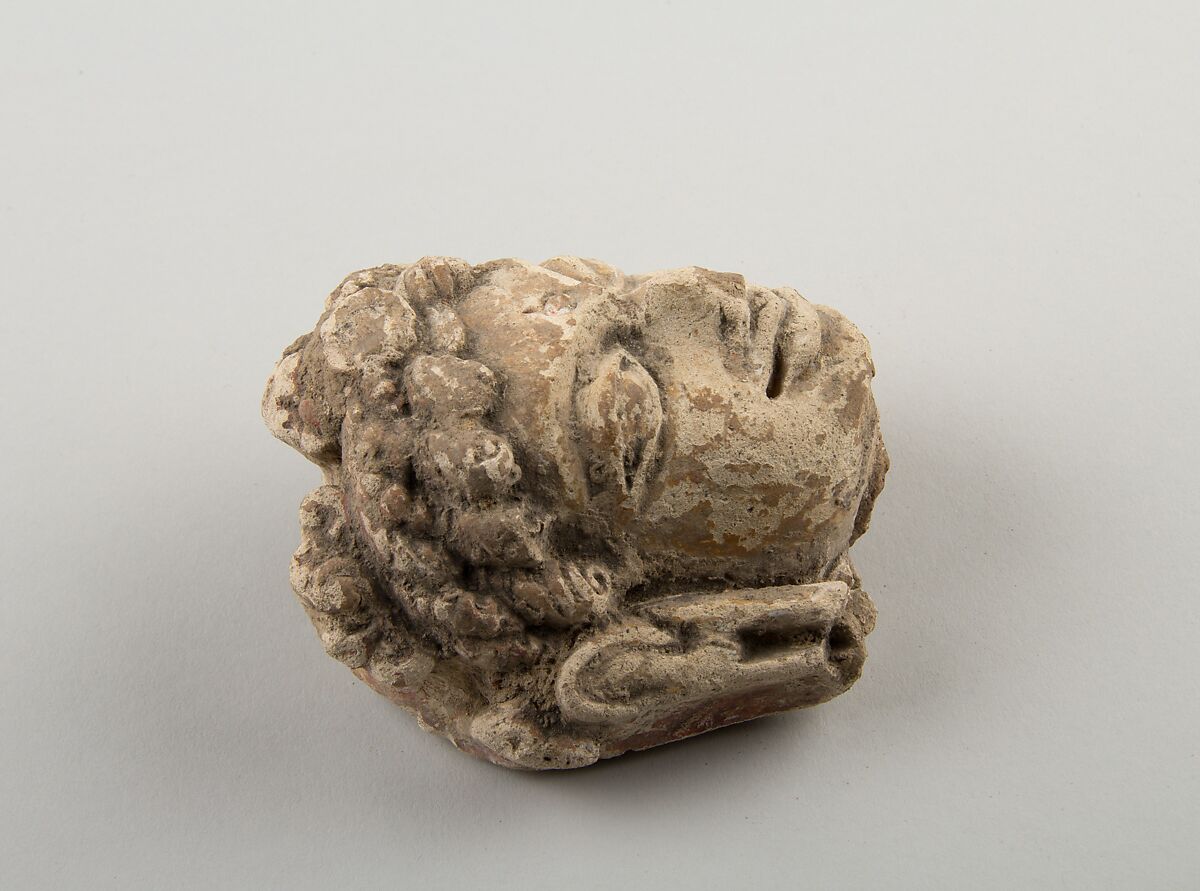 Head of a Bodhisattva, Stucco on a clay core, India (Bihar, Nalanda)