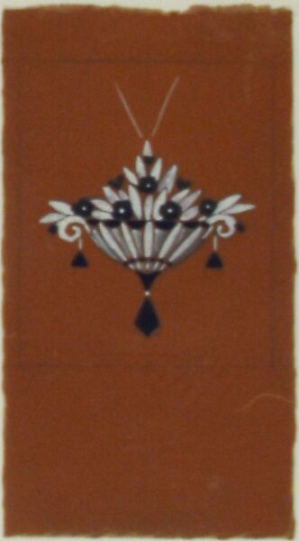 Design for a Pendant shaped like a Basket of Flowers, Firm of Fernand Chardon (French, active ca. 1925), Gouache over graphite outline
