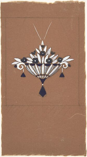 Jewelry design, Firm of Fernand Chardon (French, active ca. 1925), Gouache over graphite outline. 