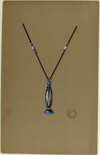 Design for a necklace with blue and green beaded details, Firm of Fernand Chardon (French, active ca. 1925), Gouache over graphite outline; outlined in pen and black ink