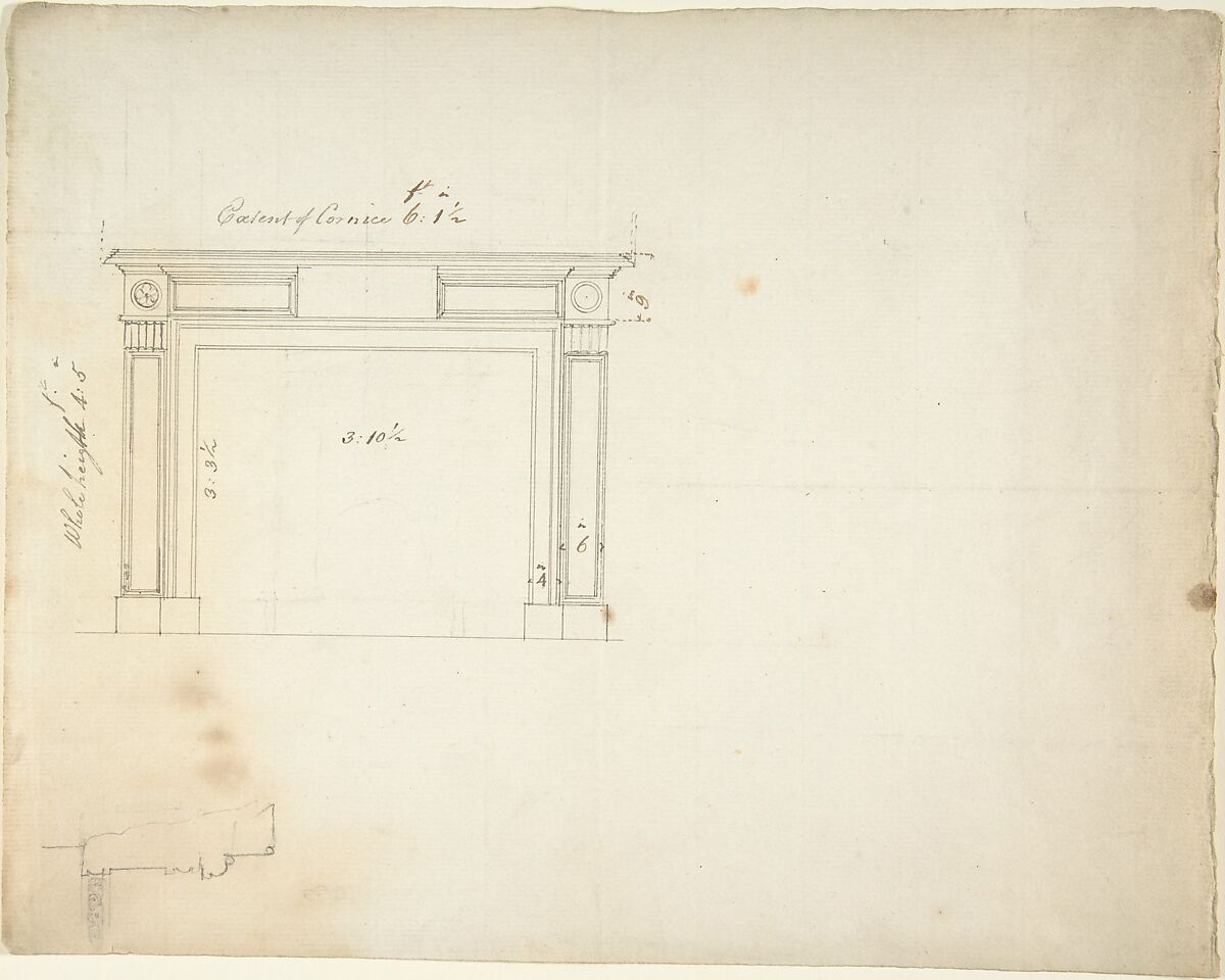 Design for a Chimneypiece, Sir William Chambers (British (born Sweden), Göteborg 1723–1796 London), Pen and ink 