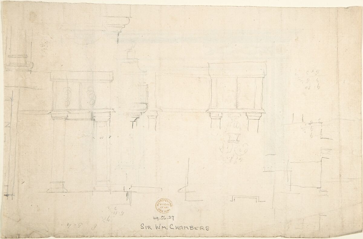 Design for a Chimneypiece, Sir William Chambers (British (born Sweden), Göteborg 1723–1796 London), Pen and ink, brush and wash