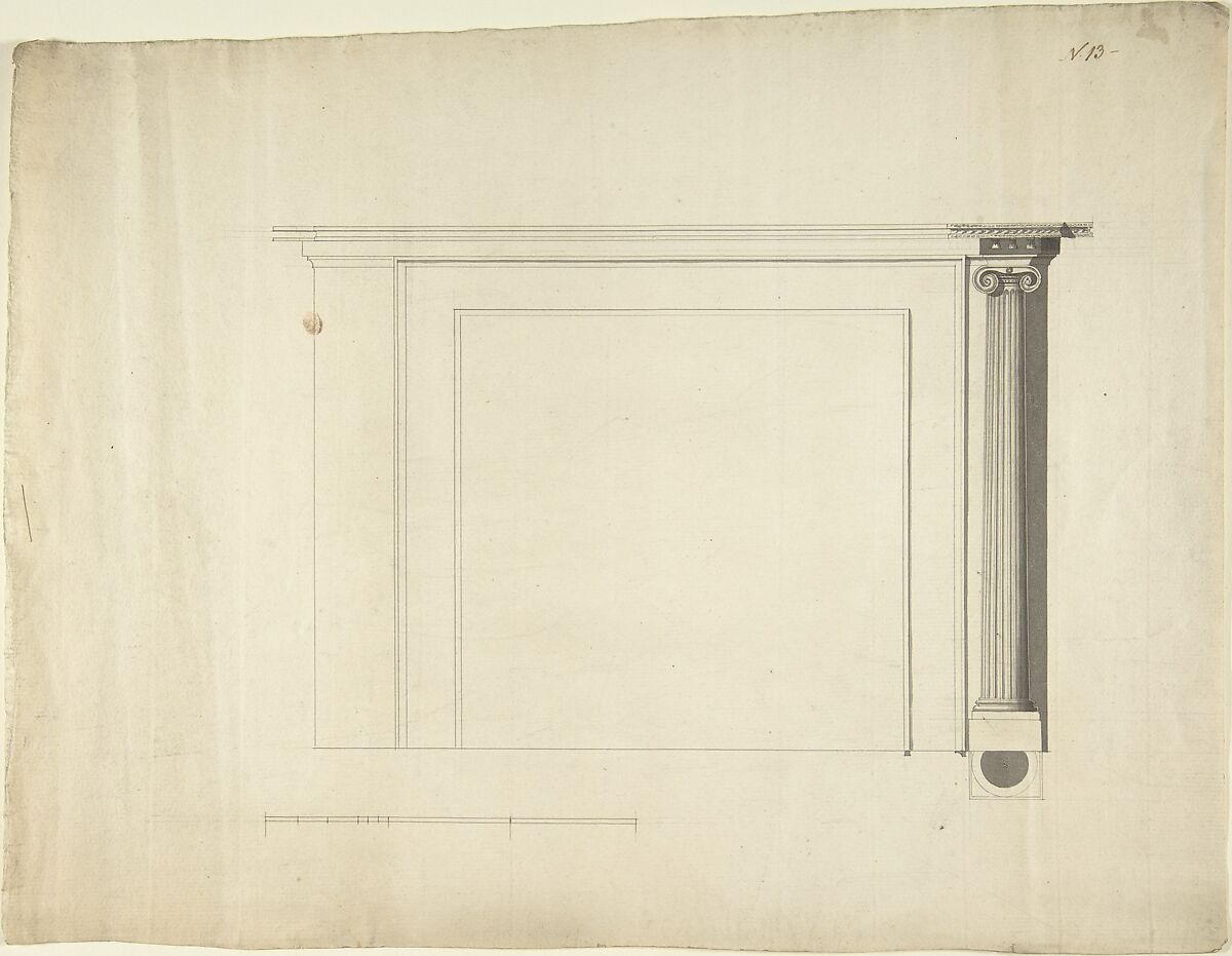 Design for a Chimneypiece, Sir William Chambers (British (born Sweden), Göteborg 1723–1796 London), Pen and ink, brush and wash 