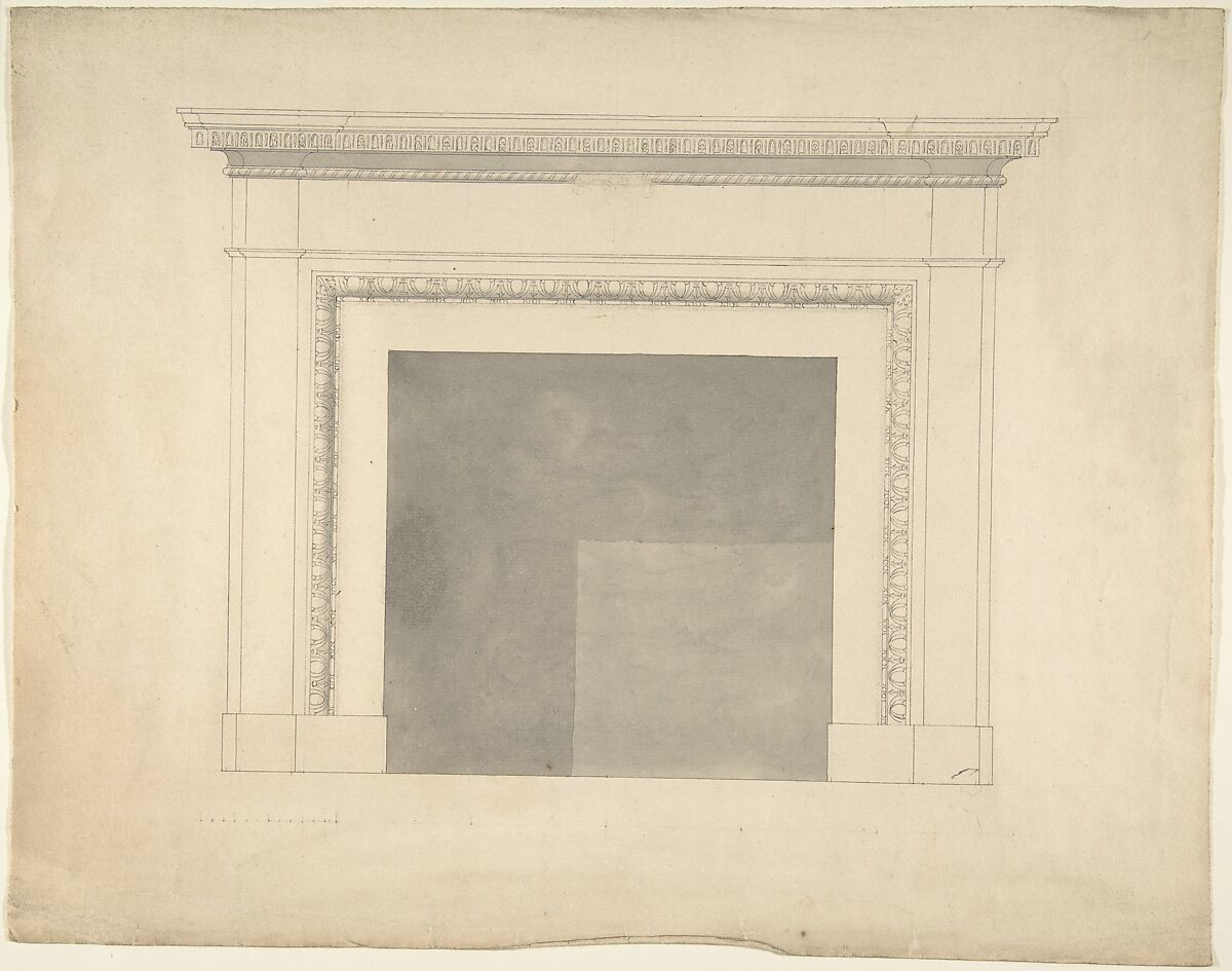 Design for a Chimneypiece, Sir William Chambers (British (born Sweden), Göteborg 1723–1796 London), Pen and ink, brush and wash 