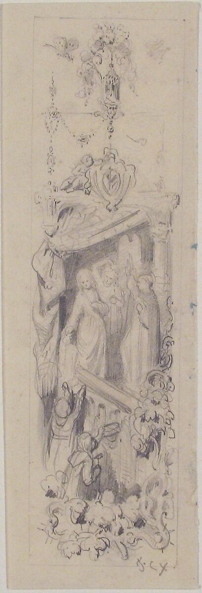 Decorative study of a play, François-Claudius Compte-Calix (French, Lyon 1813–1880 Chazay d'Azergues), Graphite