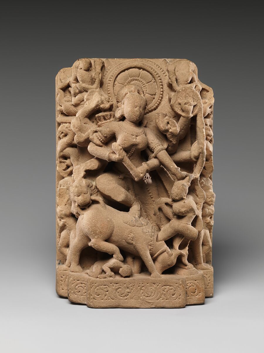 The Goddess Durga Slaying the Buffalo Demon (Mahisasura Mardini), Sandstone, India (Rajasthan) 