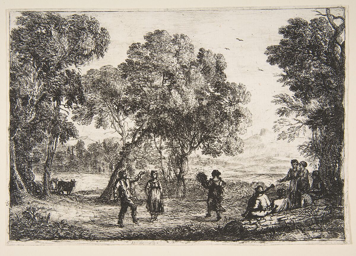 The Country Dance (Small Plate), Claude Lorrain (Claude Gellée) (French, Chamagne 1604/5?–1682 Rome), Etching; third state of seven (Mannocci) 