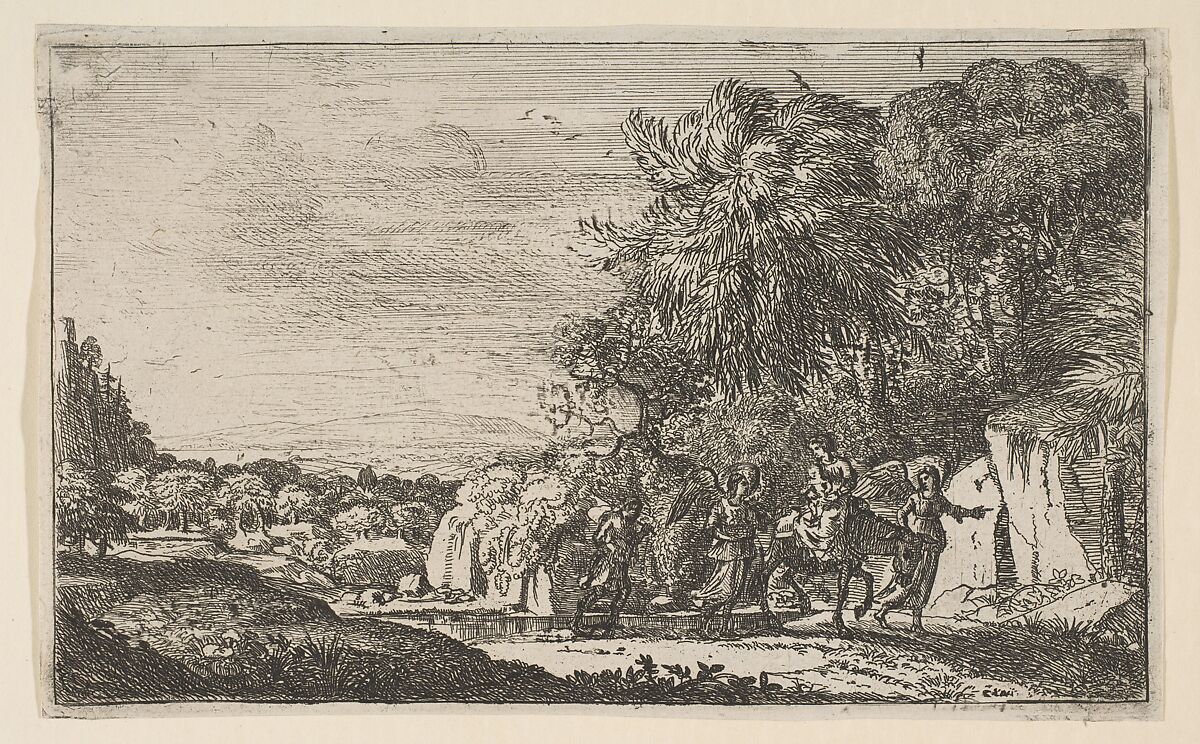The Flight into Egypt, Claude Lorrain (Claude Gellée) (French, Chamagne 1604/5?–1682 Rome), Etching; fourth state of four (Mannocci) 