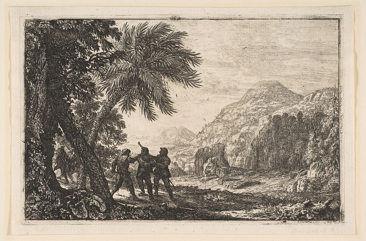 Landscape with Brigands, Claude Lorrain (Claude Gellée) (French, Chamagne 1604/5?–1682 Rome), Etching; fifth state of nine (Mannocci) 