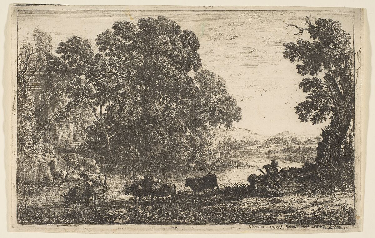 The Cowherd, Claude Lorrain (Claude Gellée) (French, Chamagne 1604/5?–1682 Rome), Etching; second state of six (Mannocci) 