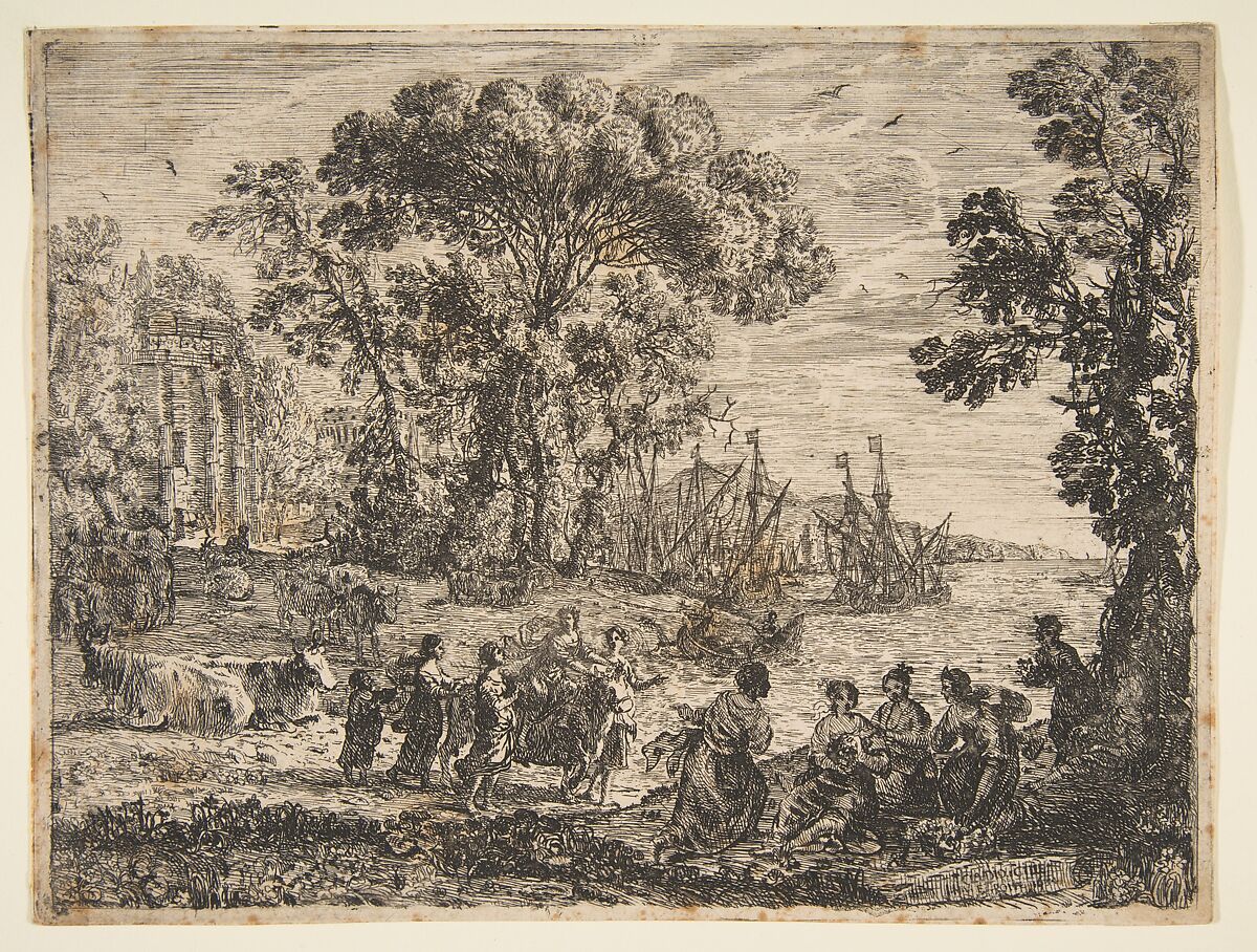 The Rape of Europa, Claude Lorrain (Claude Gellée) (French, Chamagne 1604/5?–1682 Rome), Etching; fourth state of seven (Mannocci) 