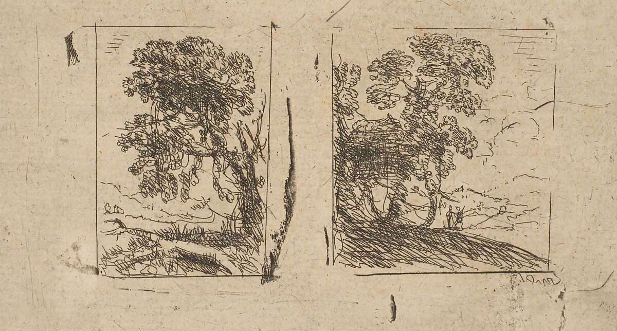 The Two Landscapes, Claude Lorrain (Claude Gellée) (French, Chamagne 1604/5?–1682 Rome), Etching; first state of three (Mannocci) 